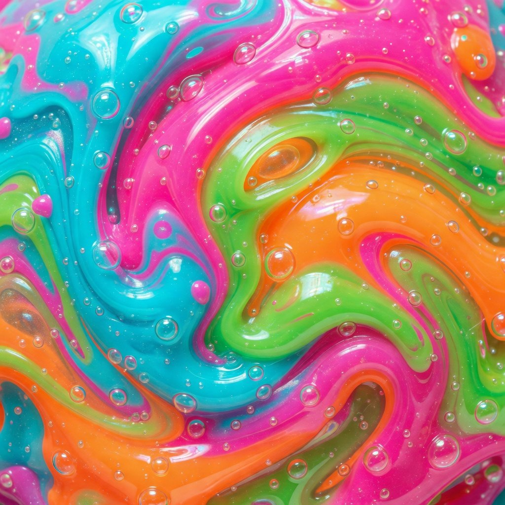 Vibrant colorful slime texture with cartoon-style colors